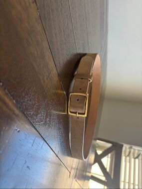 rag & bone Brown Leather Belt with Gold Buckle
